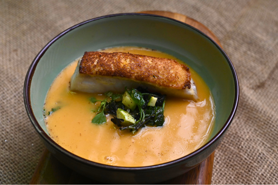 Pescada amarela ‘en croute’ com puxuri